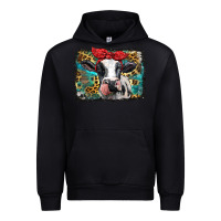 Black holstein cow with glitter and leopard background Urban Hoodie - BarkalooDesign