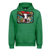 Emerald holstein cow with glitter and leopard background Urban Hoodie - BarkalooDesign