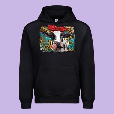 Holstein Cow With Glitter And Leopard Background Urban Hoodie Designed By Barkaloodesign