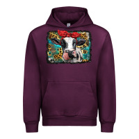 Mauve Wine holstein cow with glitter and leopard background Urban Hoodie - BarkalooDesign