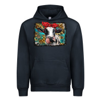 Navy holstein cow with glitter and leopard background Urban Hoodie - BarkalooDesign
