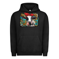 Pigment Black holstein cow with glitter and leopard background Urban Hoodie - BarkalooDesign