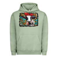 Pigment Oil Green holstein cow with glitter and leopard background Urban Hoodie - BarkalooDesign