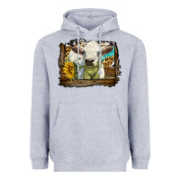 Heather Grey charolais heifer with western background Heavyweight Hoodie - LillyAllenDesigns