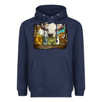 Navy charolais heifer with western background Heavyweight Hoodie - LillyAllenDesigns