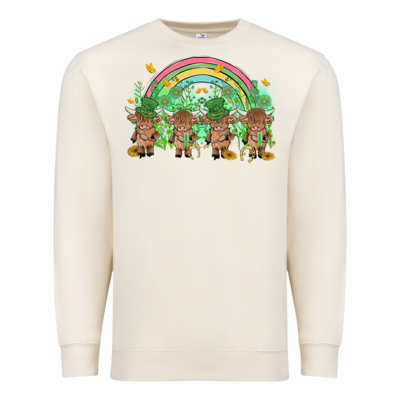 St Patrick's Day Baby Highland Cow Premium Sweatshirt by MaliasSmallBusiness | Teevron