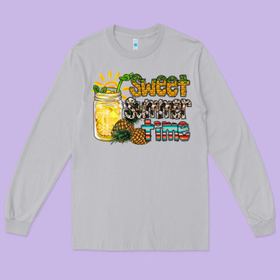 Sweet Summer Time Pineapple Long Sleeve Tee Designed By Racoondesign