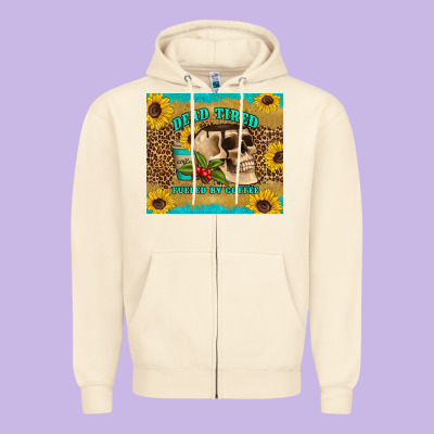 Dead Tired Fueled By Coffee Zipper Hoodie Designed By Artiststas
