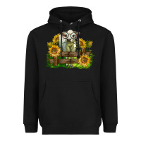 Black charolais heifer with sunflowers Heavyweight Hoodie - LillyAllenDesigns