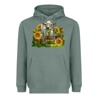 Sage charolais heifer with sunflowers Heavyweight Hoodie - LillyAllenDesigns