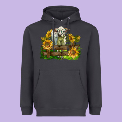 Charolais Heifer With Sunflowers Heavyweight Hoodie Designed By Lillyallendesigns