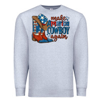 Heather Grey make america cowboy again Premium Sweatshirt - MaliasSmallBusiness