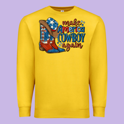 Make America Cowboy Again Premium Sweatshirt Designed By Maliassmallbusiness