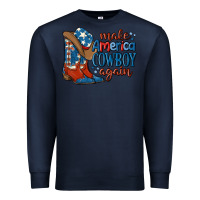 Navy make america cowboy again Premium Sweatshirt - MaliasSmallBusiness