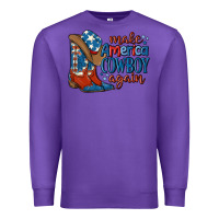 Purple make america cowboy again Premium Sweatshirt - MaliasSmallBusiness