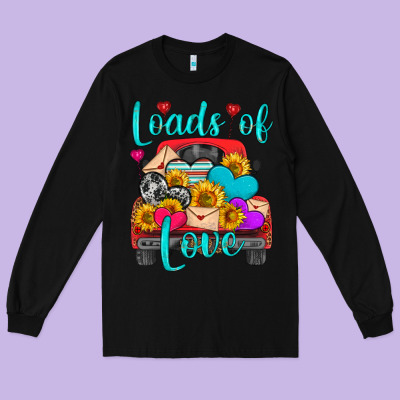 Loads Of Love With Truck Long Sleeve Tee Designed By Hra Design Shop
