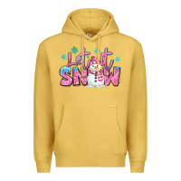 Antique Gold let it snow pink christmas snowman Premium Hoodie - MaliasSmallBusiness