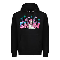 Black let it snow pink christmas snowman Premium Hoodie - MaliasSmallBusiness