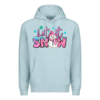 Blue Mist let it snow pink christmas snowman Premium Hoodie - MaliasSmallBusiness