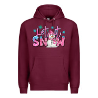 Burgundy let it snow pink christmas snowman Premium Hoodie - MaliasSmallBusiness