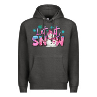 Charcoal Heather let it snow pink christmas snowman Premium Hoodie - MaliasSmallBusiness