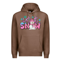 Chestnut let it snow pink christmas snowman Premium Hoodie - MaliasSmallBusiness