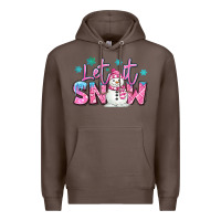 Coffee let it snow pink christmas snowman Premium Hoodie - MaliasSmallBusiness