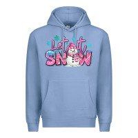Colony Blue let it snow pink christmas snowman Premium Hoodie - MaliasSmallBusiness