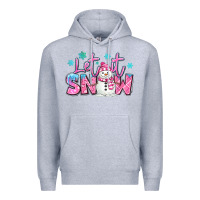 Heather Grey let it snow pink christmas snowman Premium Hoodie - MaliasSmallBusiness