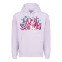 Lilac let it snow pink christmas snowman Premium Hoodie - MaliasSmallBusiness