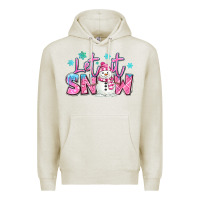 Let It Snow Pink Christmas Snowman Premium Hoodie | Teevron