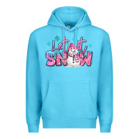 Ocean Blue let it snow pink christmas snowman Premium Hoodie - MaliasSmallBusiness