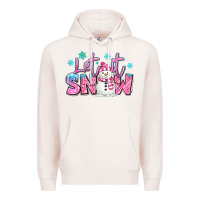Pale Pink let it snow pink christmas snowman Premium Hoodie - MaliasSmallBusiness