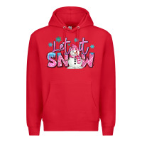 Red let it snow pink christmas snowman Premium Hoodie - MaliasSmallBusiness