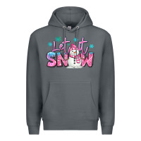 Rock let it snow pink christmas snowman Premium Hoodie - MaliasSmallBusiness