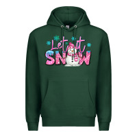 Sports Green let it snow pink christmas snowman Premium Hoodie - MaliasSmallBusiness