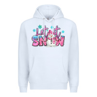 White let it snow pink christmas snowman Premium Hoodie - MaliasSmallBusiness