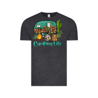 Vintage Black camping life caravan and gnome Vintage Tee - BarkalooDesign