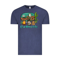 Vintage Denim camping life caravan and gnome Vintage Tee - BarkalooDesign