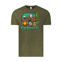 Vintage Olive camping life caravan and gnome Vintage Tee - BarkalooDesign