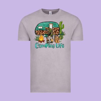 Camping Life Caravan And Gnome Vintage Tee Designed By Barkaloodesign