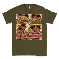 Army Green western hereford cattle seamless pattern Classic Tee - HRA Design Shop