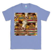 Colony Blue western hereford cattle seamless pattern Classic Tee - HRA Design Shop