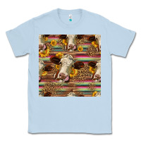 Dusty Blue western hereford cattle seamless pattern Classic Tee - HRA Design Shop