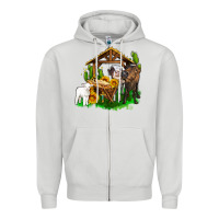 Dove Grey jesus holy night cows and sunflowers Zipper Hoodie - AdoDesignShop