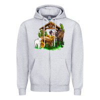Heather Grey jesus holy night cows and sunflowers Zipper Hoodie - AdoDesignShop