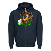 Navy jesus holy night cows and sunflowers Zipper Hoodie - AdoDesignShop