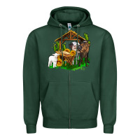 Sports Green jesus holy night cows and sunflowers Zipper Hoodie - AdoDesignShop
