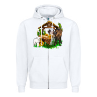 White jesus holy night cows and sunflowers Zipper Hoodie - AdoDesignShop