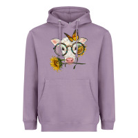 Lavender charolais calf with sunflowers and butterfly Heavyweight Hoodie - LillyAllenDesigns